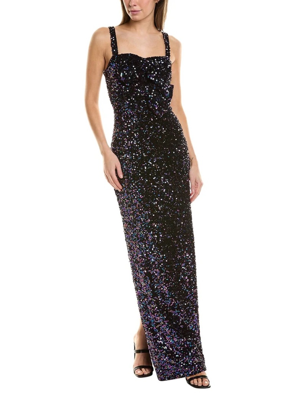 Black Halo Eve by Laurel Berman - Milaya Bow-Front Sequin Sweetheart Column Gown